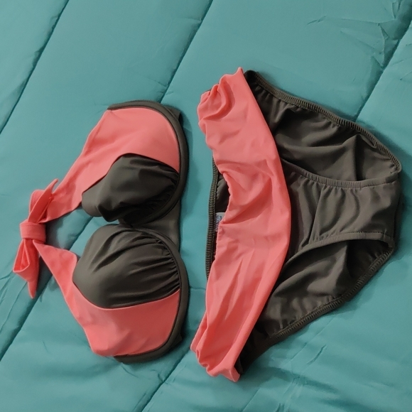 VENUS Swim Venus Swimwear Halter Bikini Graypeach Size Ddd Top And